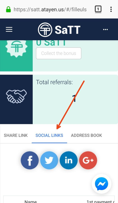 SaTT5 SaTT Social media sharing Ref Link