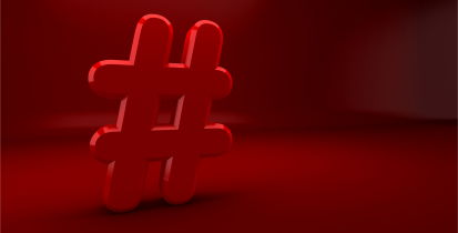 3d rendering hashtag internet notification concept red background hash symbol 1